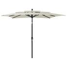 3-Laagse parasol met gepoedercoat aluminium paal voor tuin en terras - Zand / 2.5 x 2.5 m / 1 - Parasols