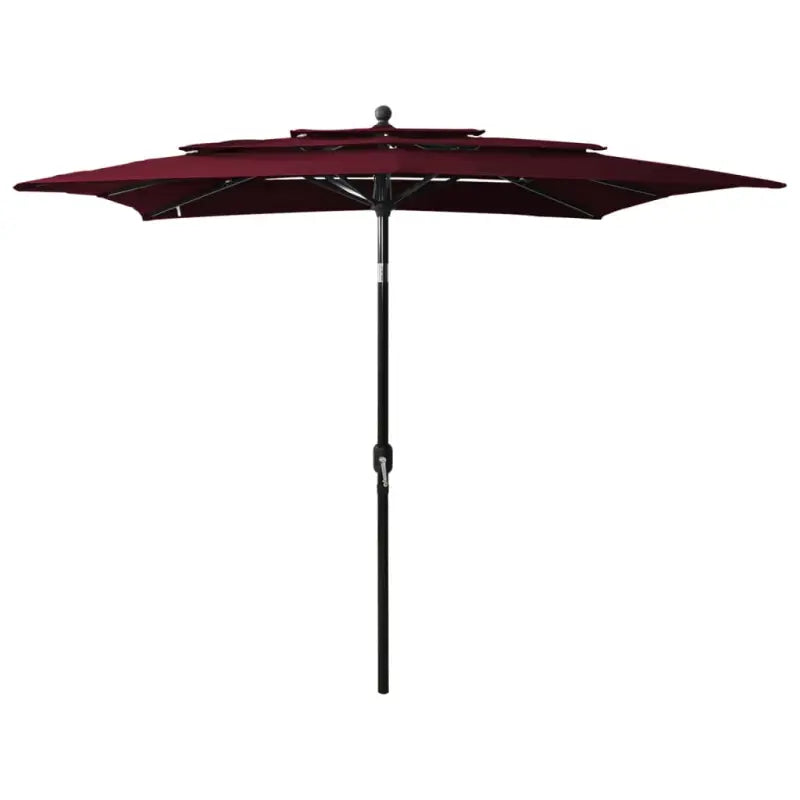 3-Laagse parasol met gepoedercoat aluminium paal voor tuin en terras - Bordeauxrood / 2.5 x 2.5 m / 1 - Parasols