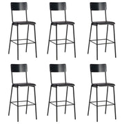 vidaXL Barstoelen 6 st massief multiplex staal zwart