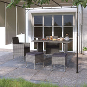 vidaXL 4-delige Tuinstoelen- en voetenbankenset poly rattan grijs