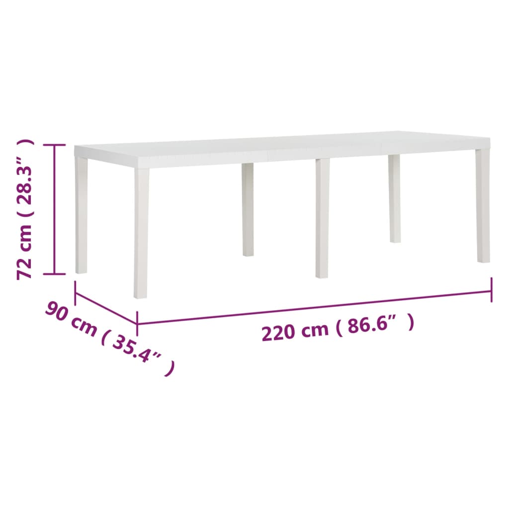 vidaXL Tuintafel 150x90x72 cm polypropeen wit