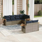 vidaXL 7-delige Loungeset met kussens poly rattan zwart