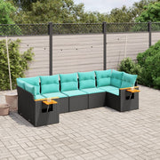 vidaXL 7-delige Loungeset met kussens poly rattan zwart