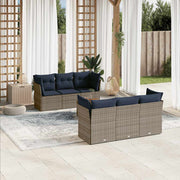 vidaXL 7-delige Loungeset met kussens poly rattan grijs