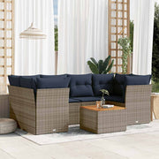 vidaXL 7-delige Loungeset met kussens poly rattan grijs