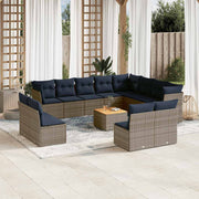 vidaXL 13-delige Loungeset met kussens poly rattan grijs