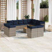 vidaXL 13-delige Loungeset met kussens poly rattan grijs