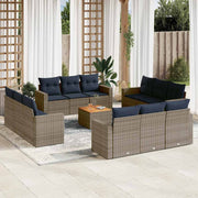 vidaXL 13-delige Loungeset met kussens poly rattan grijs