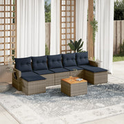 vidaXL 8-delige Loungeset met kussens poly rattan grijs