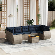 vidaXL 8-delige Loungeset met kussens poly rattan grijs