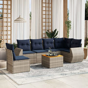vidaXL 7-delige Loungeset met kussens poly rattan grijs