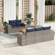 vidaXL 6-delige Loungeset met kussens poly rattan grijs