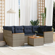 vidaXL 7-delige Loungeset met kussens poly rattan grijs
