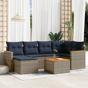 vidaXL 7-delige Loungeset met kussens poly rattan grijs