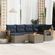 vidaXL 7-delige Loungeset met kussens poly rattan grijs