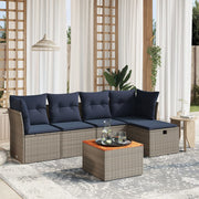 vidaXL 6-delige Loungeset met kussens poly rattan zwart
