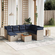 vidaXL 8-delige Loungeset met kussens poly rattan zwart
