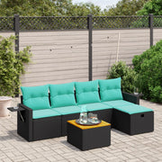 vidaXL 6-delige Loungeset met kussens poly rattan grijs