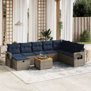 vidaXL 9-delige Loungeset met kussens poly rattan grijs