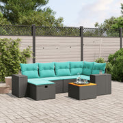 vidaXL 7-delige Loungeset met kussens poly rattan grijs