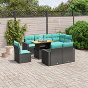 vidaXL 9-delige Loungeset met kussens poly rattan zwart