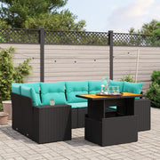 vidaXL 7-delige Loungeset met kussens poly rattan zwart