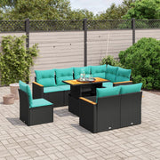 vidaXL 9-delige Loungeset met kussens poly rattan grijs