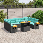 vidaXL 10-delige Loungeset met kussens poly rattan grijs