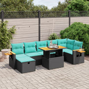 vidaXL 8-delige Loungeset met kussens poly rattan grijs
