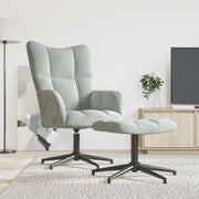 vidaXL Relaxstoel met voetenbank fluweel lichtgrijs