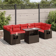 vidaXL 8-delige Loungeset met kussens poly rattan acacia grijs