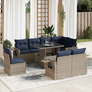 vidaXL 9-delige Loungeset met kussens poly rattan acacia bruin