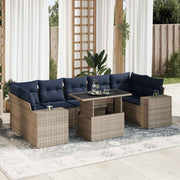 vidaXL 8-delige Loungeset met kussens poly rattan acacia grijs