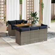 vidaXL 6-delige Loungeset met kussens poly rattan grijs