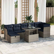 vidaXL 8-delige Loungeset met kussens poly rattan acacia bruin