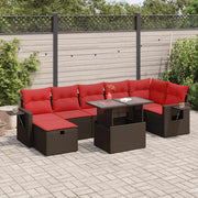 vidaXL 8-delige Loungeset met kussens poly rattan acacia zwart