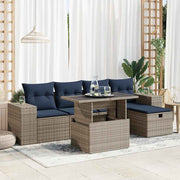 vidaXL 6-delige Loungeset met kussens poly rattan acacia bruin