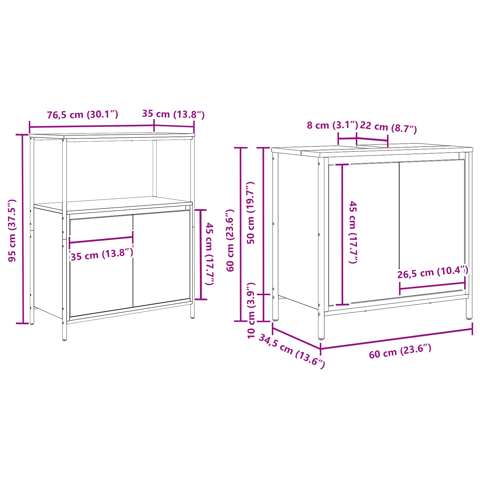 vidaXL 5-delige badkamermeubelset zwart eiken engineered hout