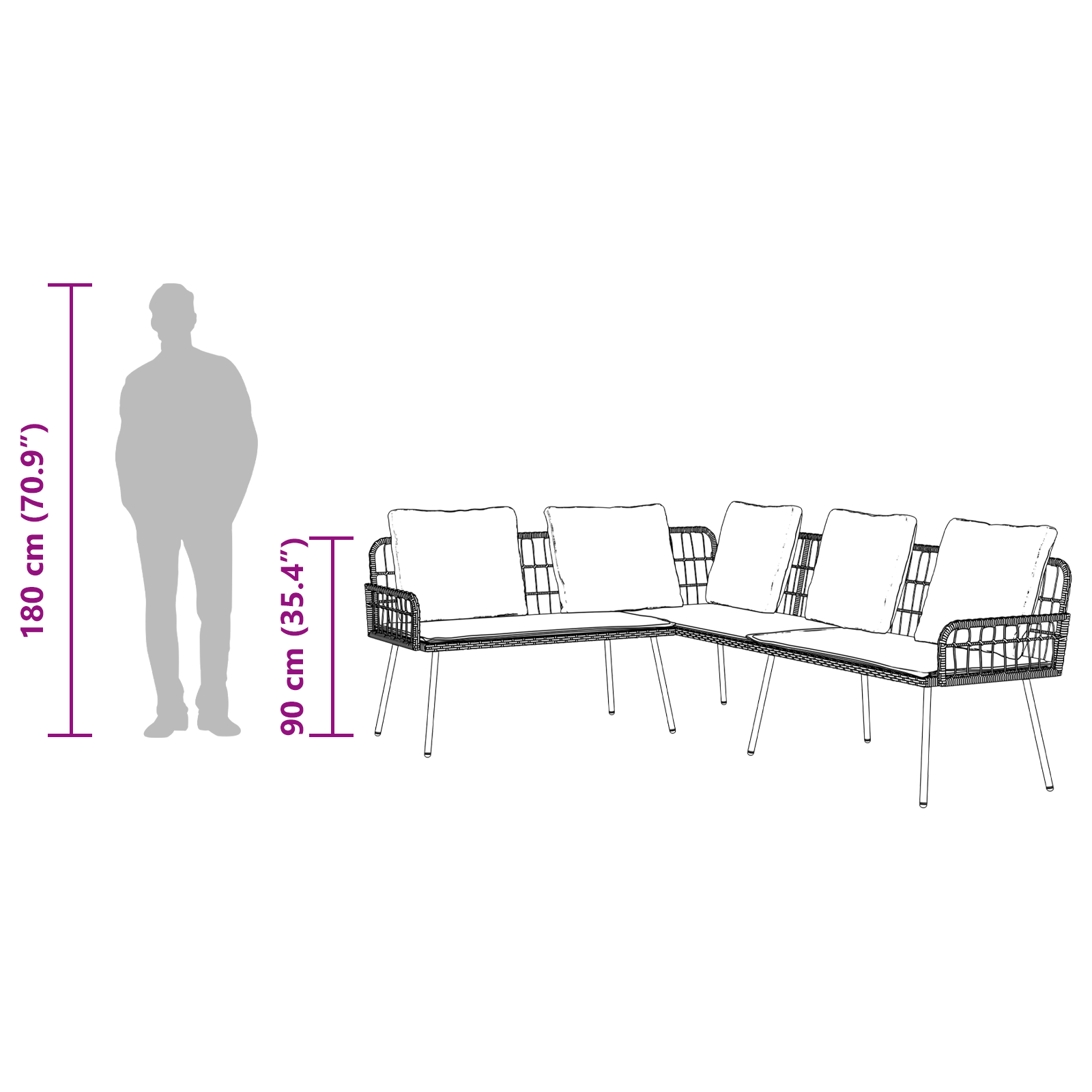 vidaXL 2-delige Tuinbankenset met kussens poly rattan zwart