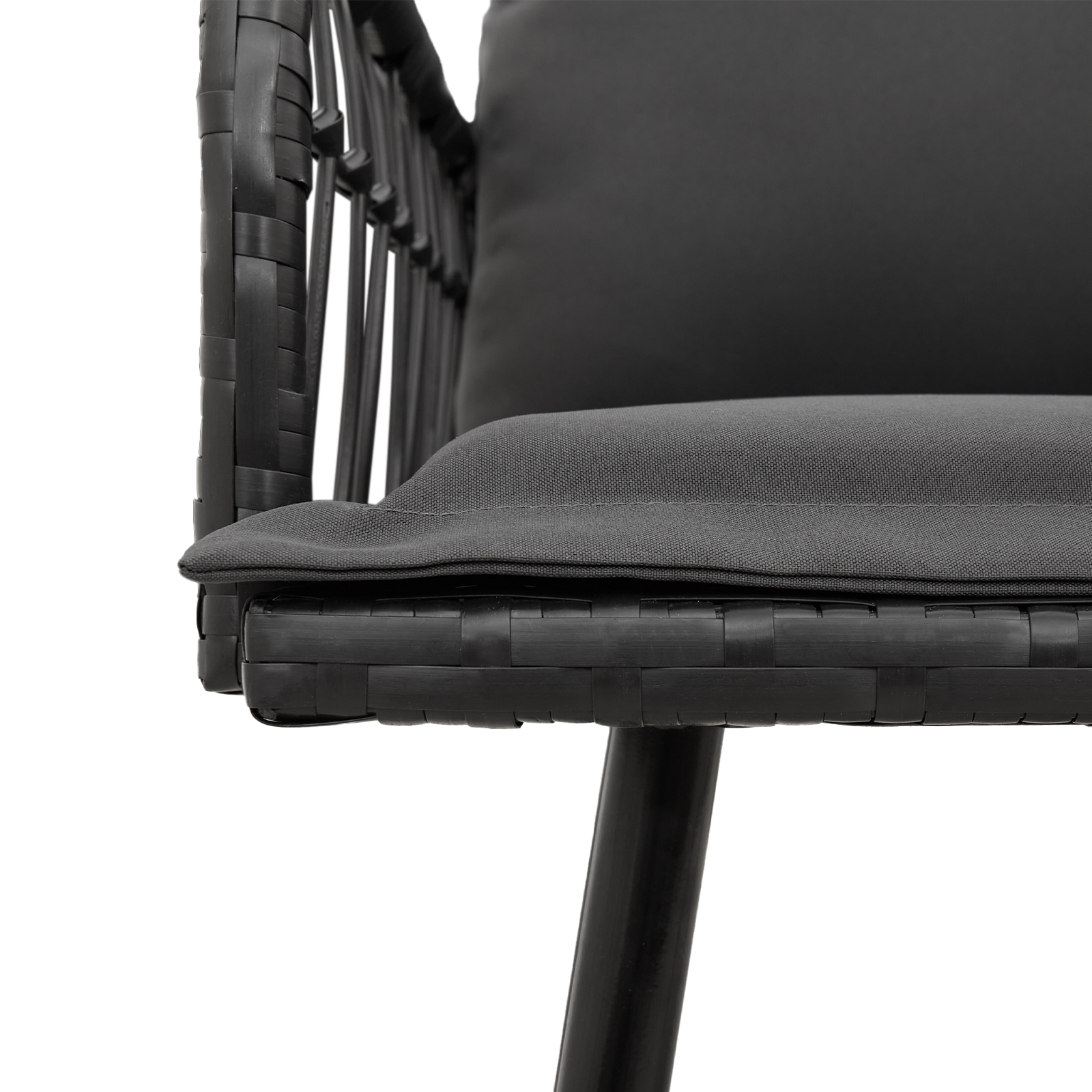 vidaXL 2-delige Tuinbankenset met kussens poly rattan zwart