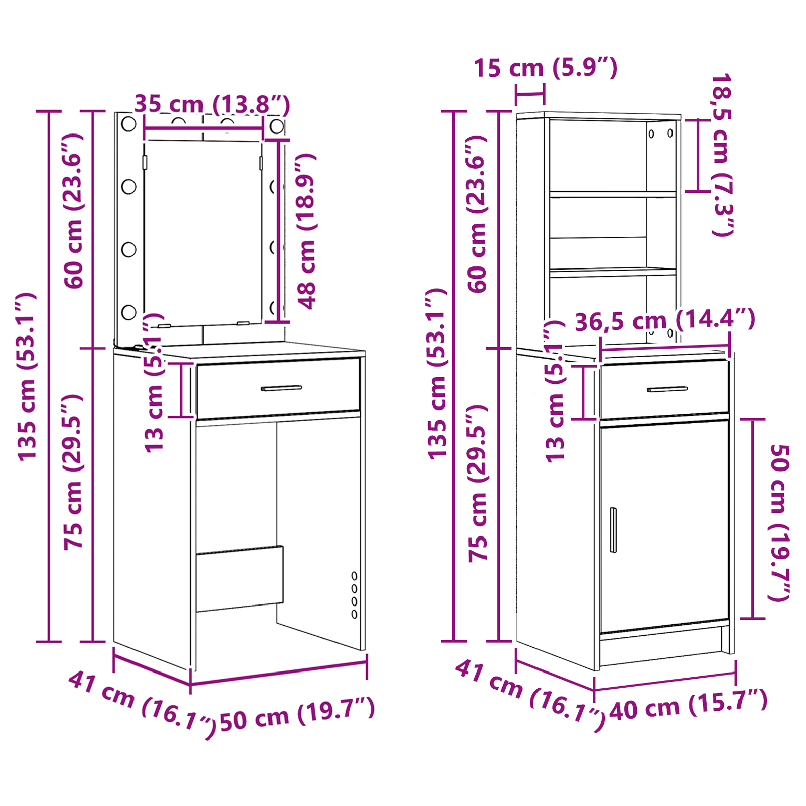 vidaXL 3-delige Kaptafelset bewerkt hout wit