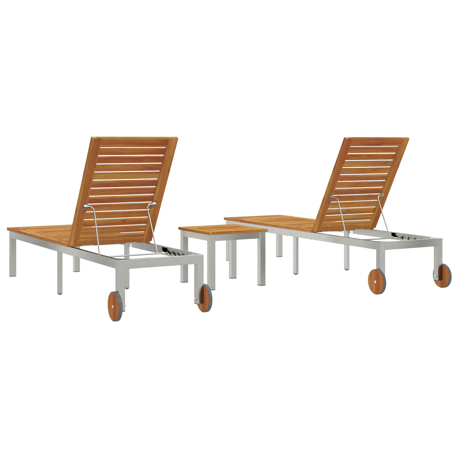 vidaXL Zonnebedden 2 stuks met Tafel Massief Acaciahout