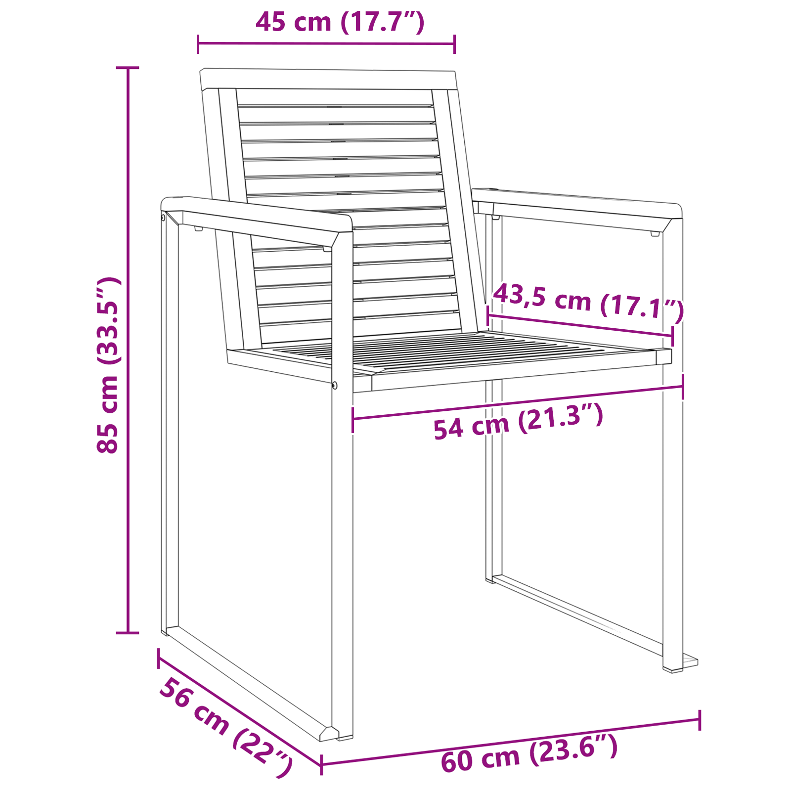 vidaXL Ligbed met Tuinstoelen 3 pcs Massief Acaciahout