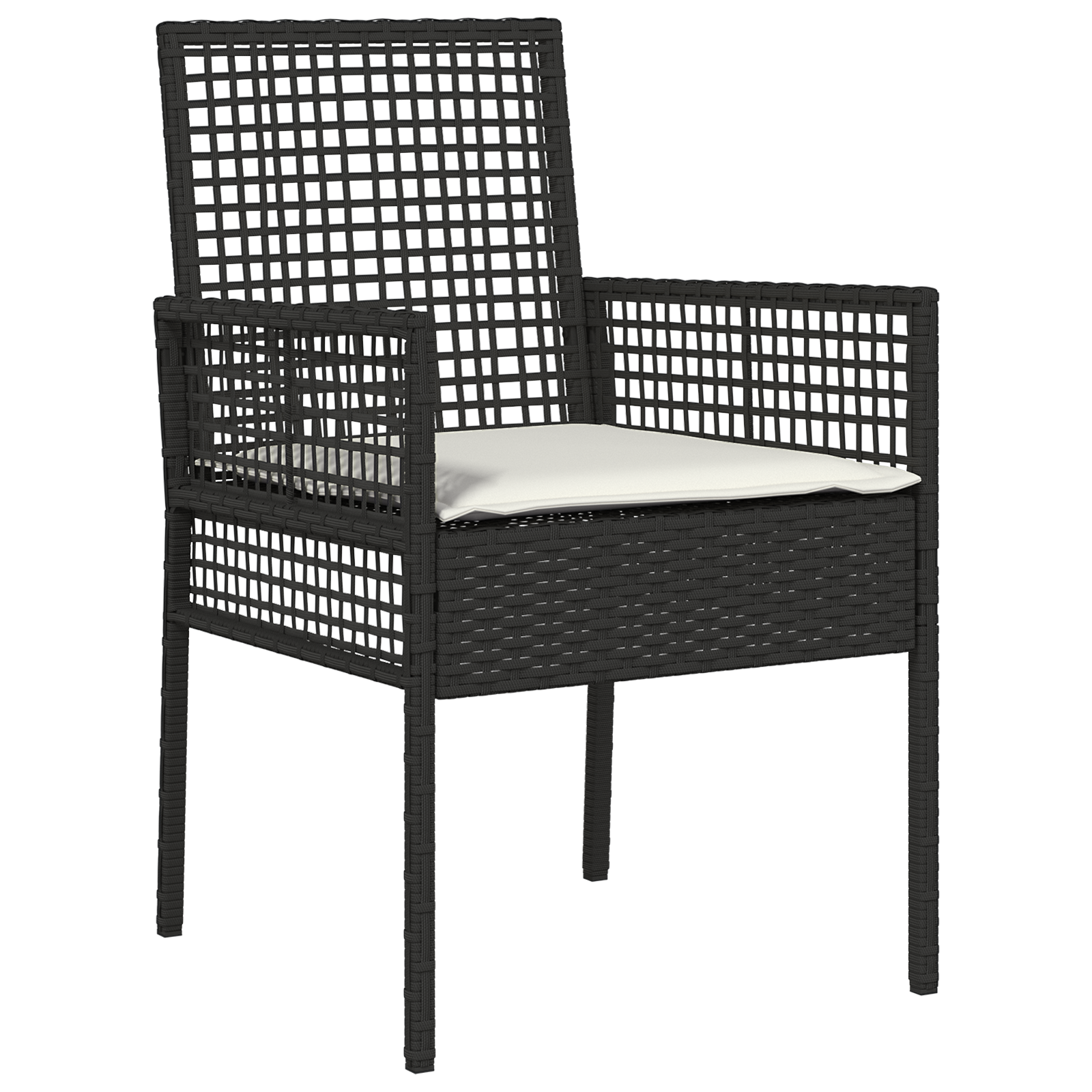vidaXL 3-delige Tuin Eetset Zwart Poly Rattan