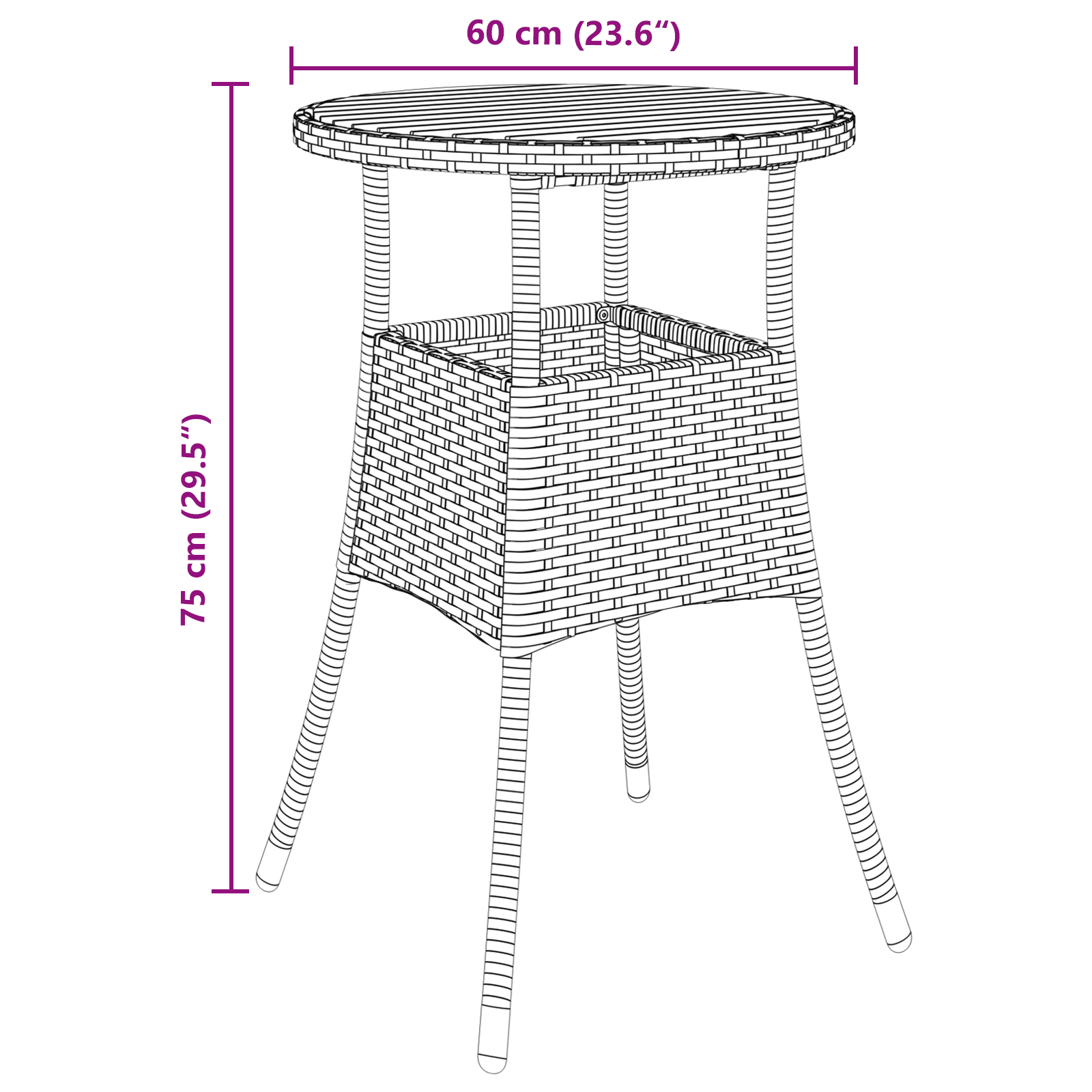 vidaXL 3-Delige Tuin Eetset Zwart Poly Rattan