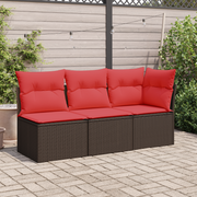 vidaXL Tuinhoekbank met kussens poly rattan bruin