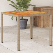 vidaXL Tuintafel met acaciahouten blad 90x90x75 cm poly rattan grijs