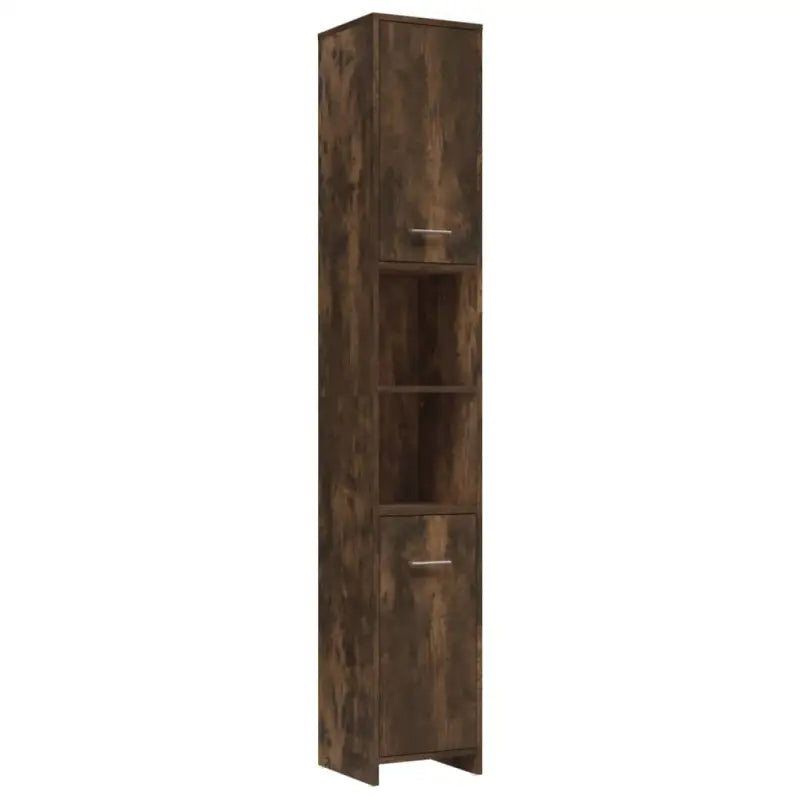 4-delige badkamermeubelset met hoge kast en lage kast van bewerkt hout - Badkamermeubelsets