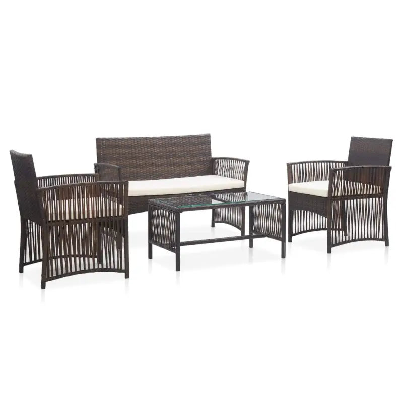 4-delige loungeset met gepoedercoat stalen frame voor buiten gebruik - Bruin - Tuinsets