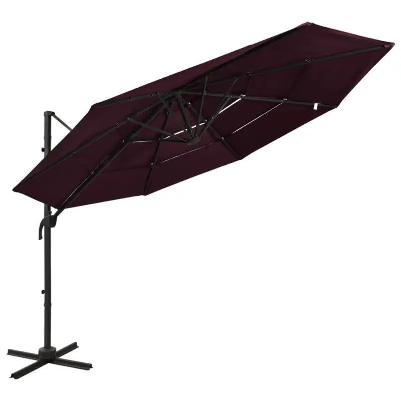 4-laagse parasol met gepoedercoat aluminium paal voor UV en vochtbescherming - Bordeauxrood / 1 - Parasols